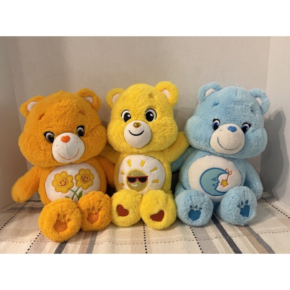 Care Bear Plushies Lot Of 3 Funshine, Bedtime, Friendship Bear Stuffed Animals